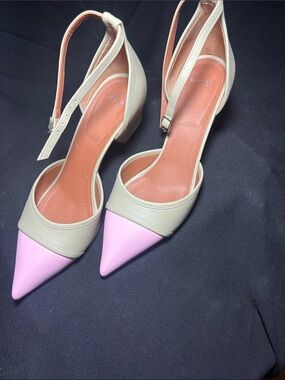 Givenchy Two-Tone Pointed Slingback Heels in Cream and Pink